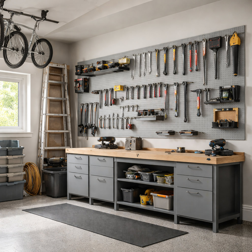 Kako organizirati orodje na steni garaže tako, da ostane red tudi po sezoni