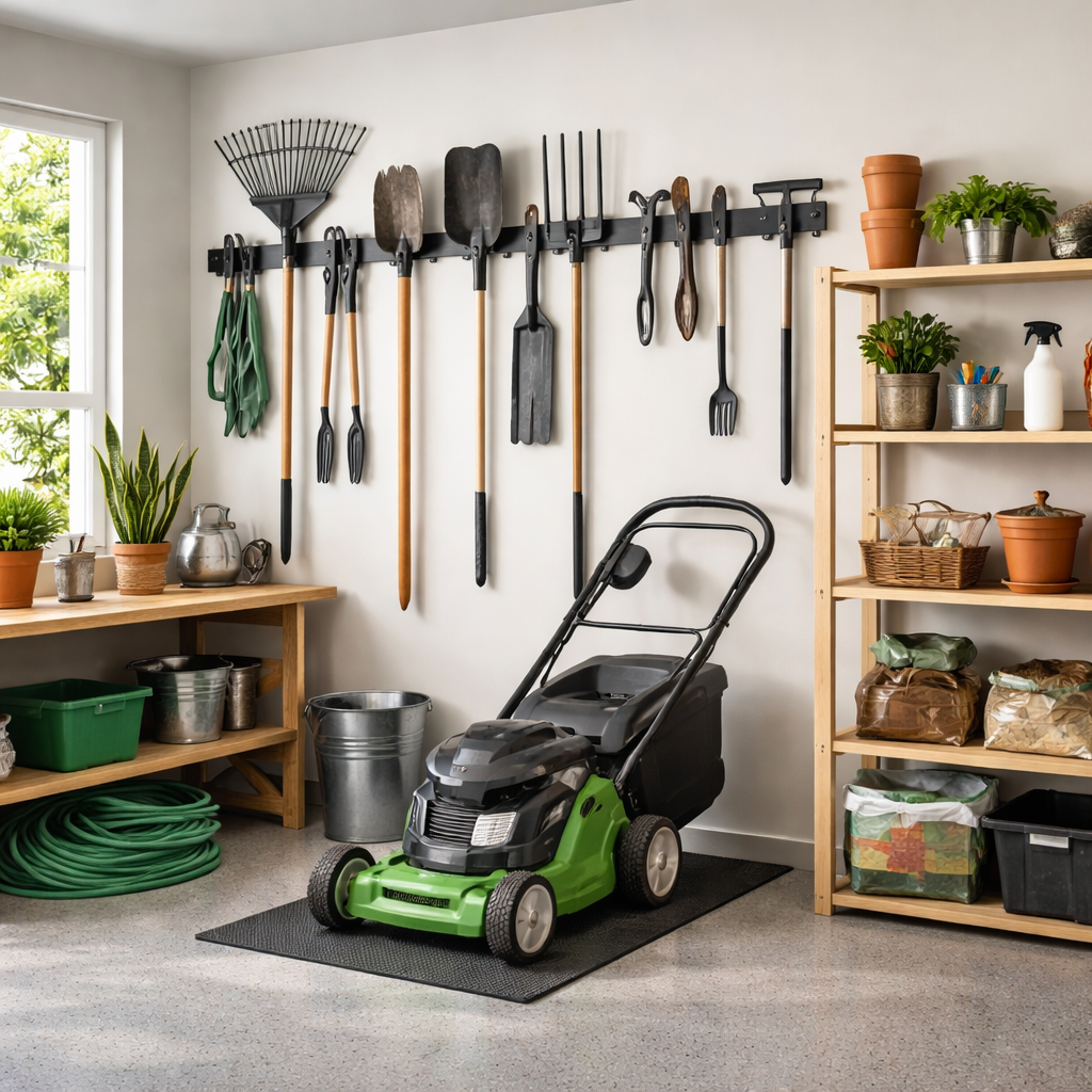 Kako shraniti vrtno orodje in opremo v garaži, da ostane suho, varno in vedno pri roki